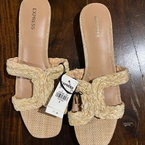 Express Women's Tan Braided Slide Sandals